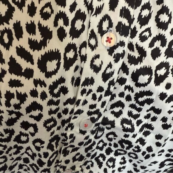 Tizzie Black and White Cheetah Print Pattern Blouse with Contrasting Fabric S - Picture 4 of 11